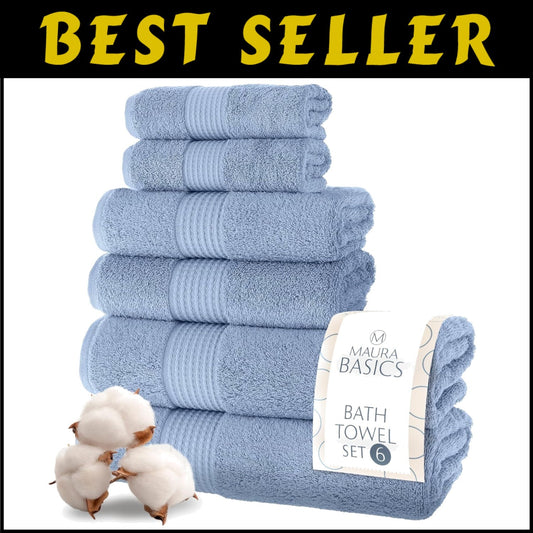 Plush and Absorbent Bath Towel Set - 2 Bath Towels, 2 Hand Towels, 2 Washcloths