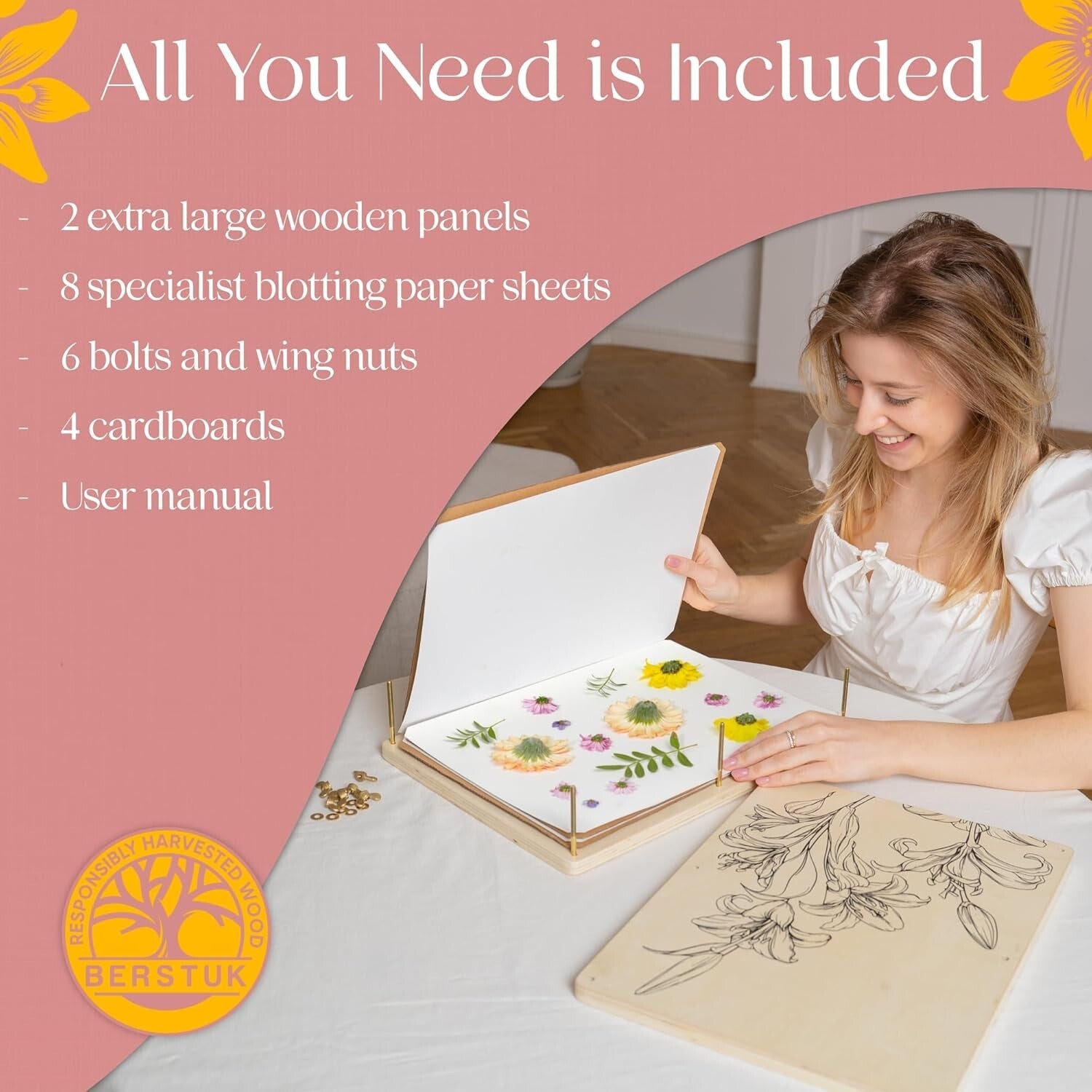Extra Large Flower Press Kit 38 x 29cm with Video Tutorials for Craft Lovers
