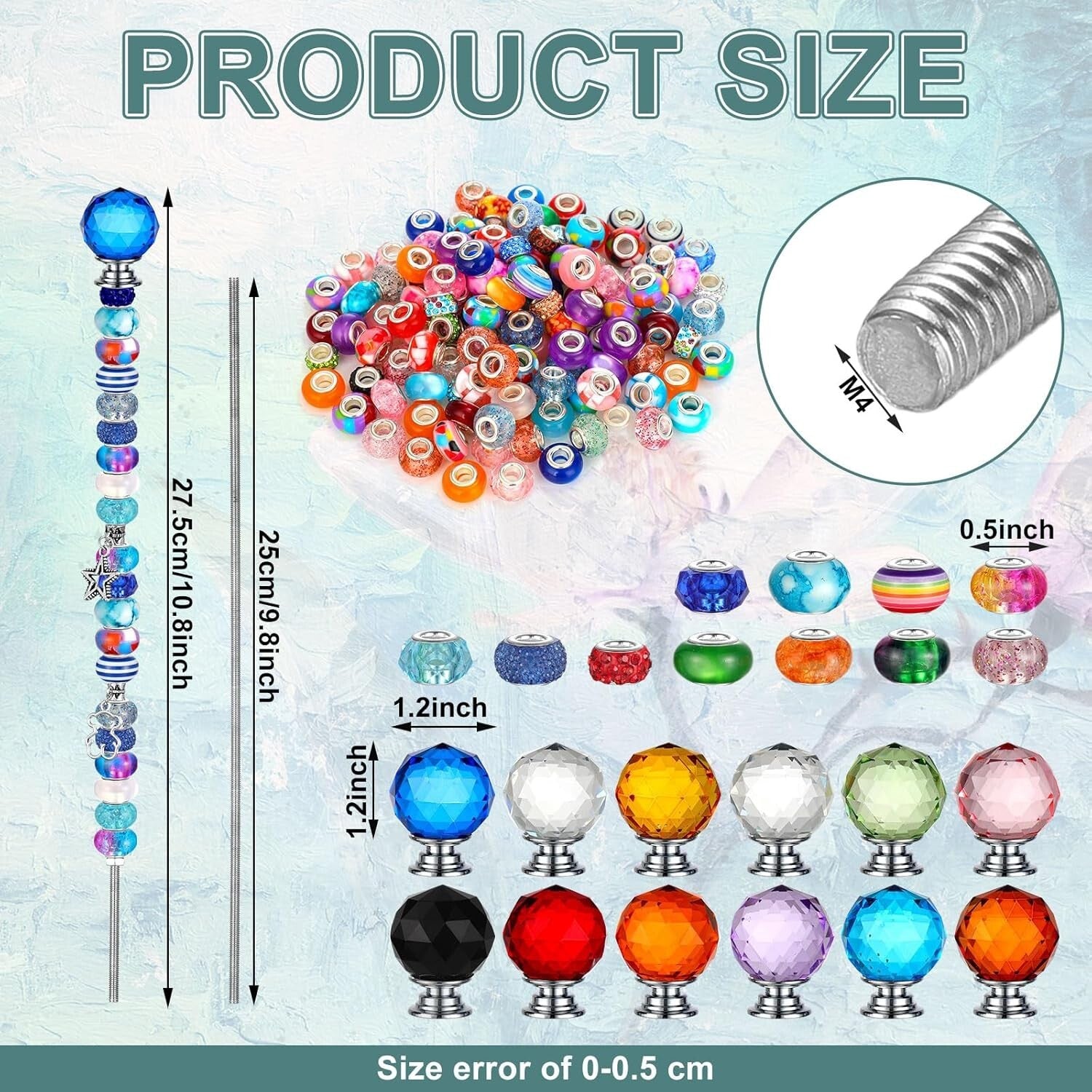 DIY Garden Stake Set with 236 Pieces: Colorful Beads and Crystal Accents