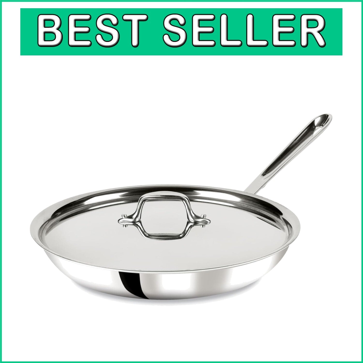 Durable 12-Inch Stainless Steel Frying Pan with Lid - Even Heat Distribution