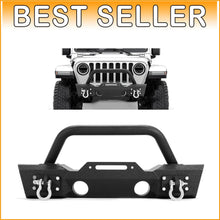 Load image into Gallery viewer, Premium Stubby Front Bumper with Integrated Fog Light for Jeep Wrangler Models