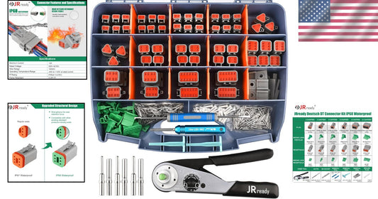 Deutsch Connector Kit: IP68 Waterproof DT Connectors & ACT-M202 Crimp Tool Set