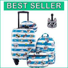 Load image into Gallery viewer, Spacious and Fun 5-Piece Kids' Luggage Set with Hardside Carry-On &amp; Neck Pillow