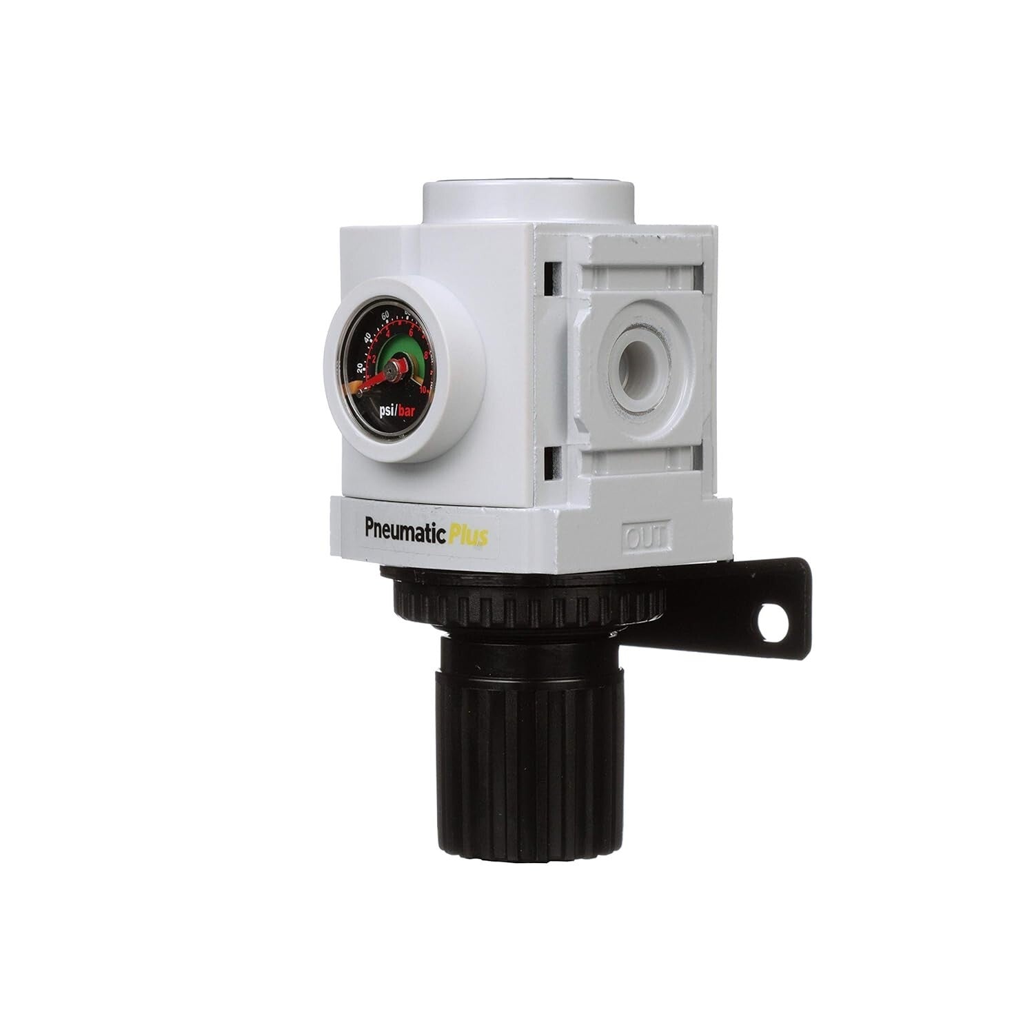 Precision 1/4" NPT Compressed Air Regulator with High Flow and Mounting Bracket