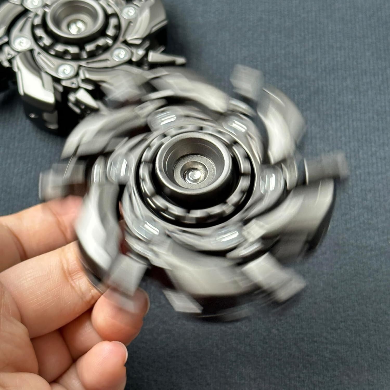 Compact EDC Fidget Slider - Stylish Spinning Top for Stress Relief, Knight Gray