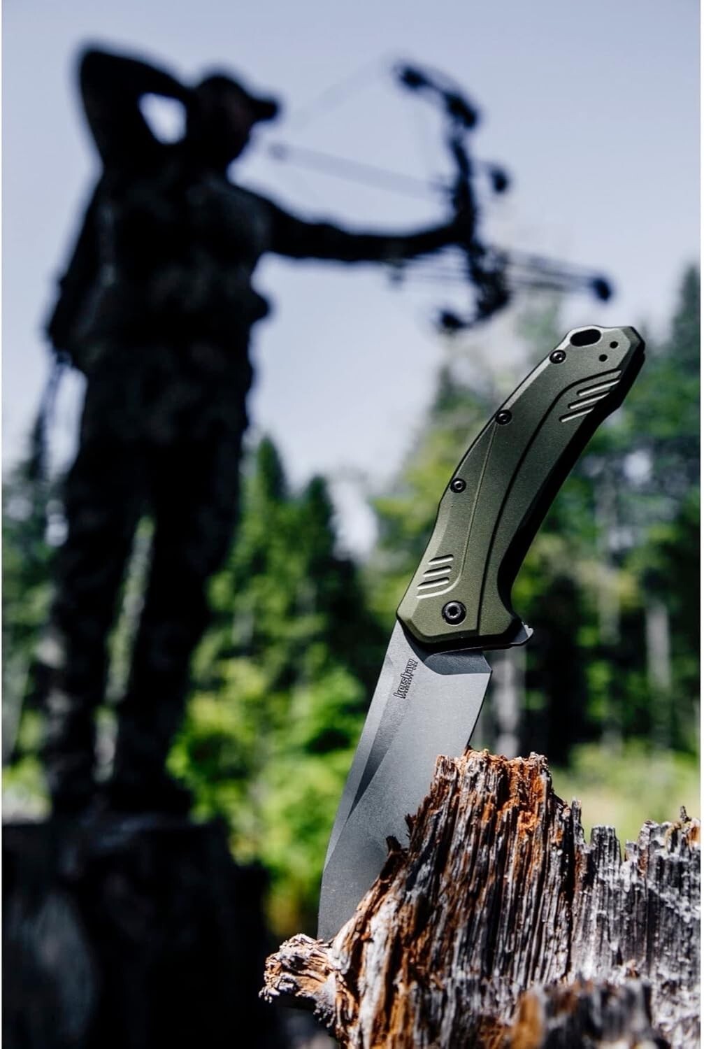 CPM 20CV Drop Point Pocketknife - Olive Aluminum Handle for Ambidextrous Carry