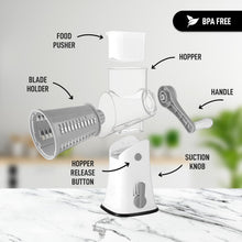 Load image into Gallery viewer, Safe &amp; Efficient Manual Cheese Shredder with Reinforced Suction Base - 5 Blades