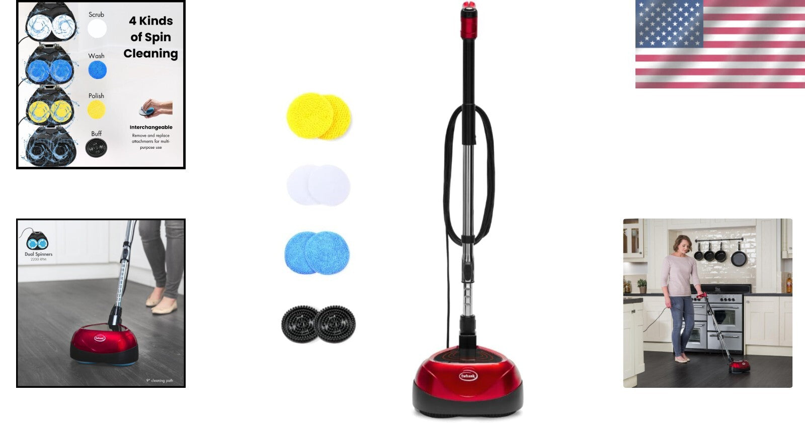 Versatile 3-in-1 Floor Cleaner & Polisher - 2200 RPM Lightweight Machine