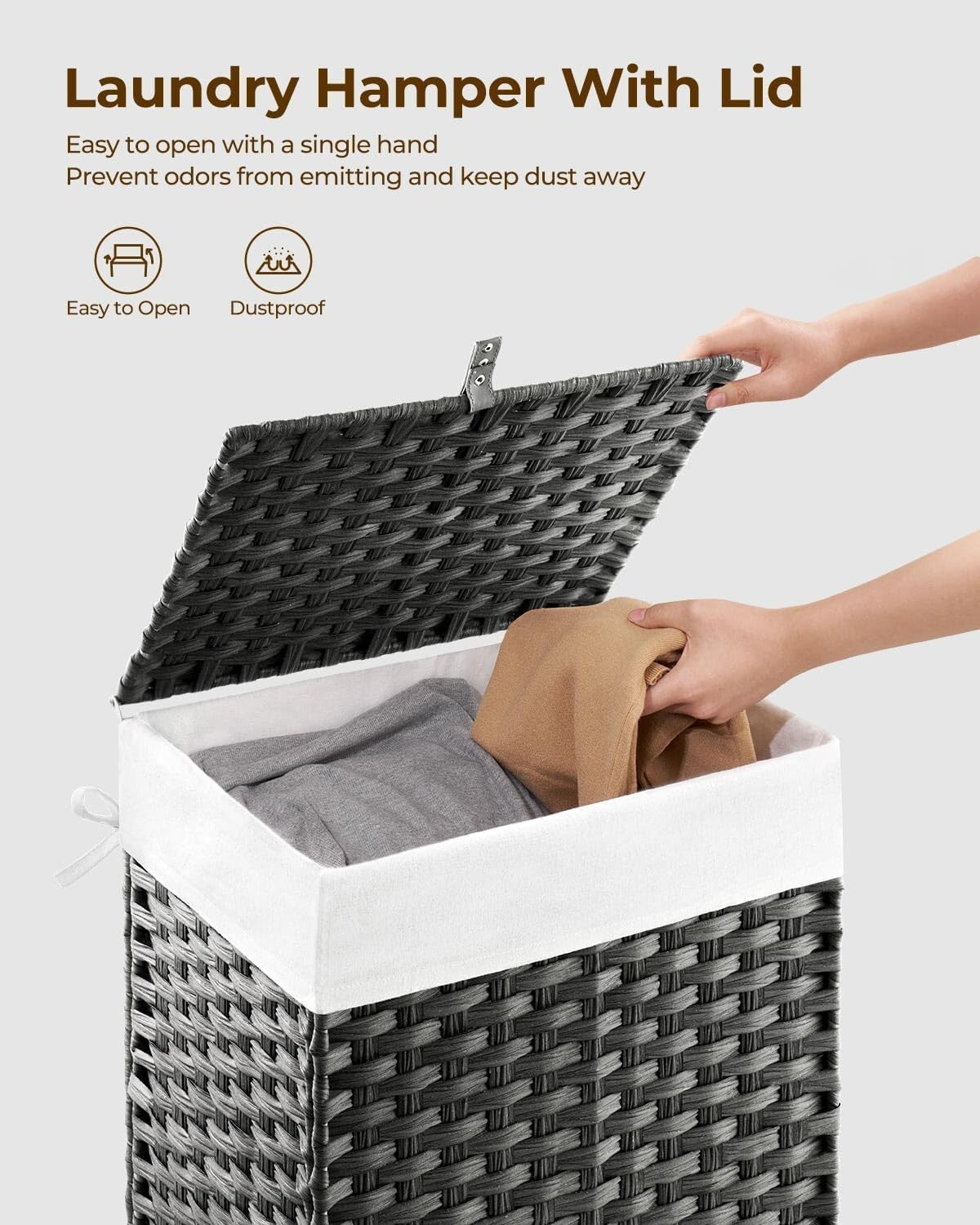 Elegant 60L Handwoven Rattan Laundry Hamper with Dual Liner Bags & Mesh Bags