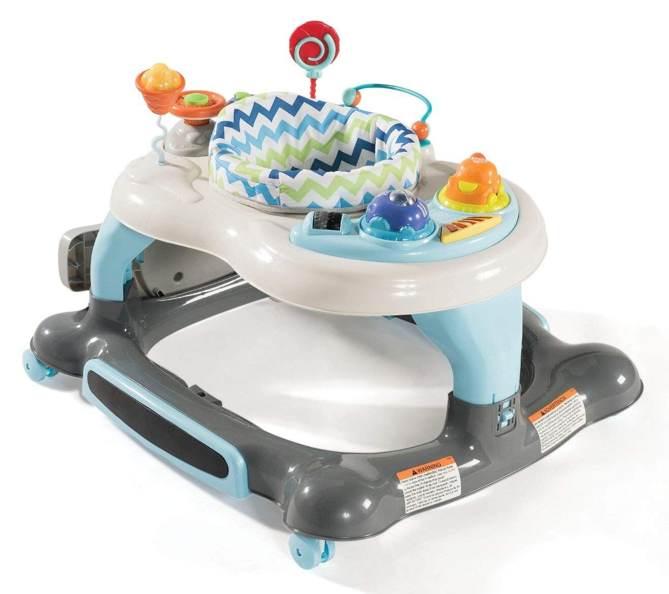 3-in-1 Activity Walker, Rocker & Feeding Tray for Fun Learning - Blue/Gray