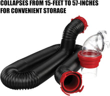 Load image into Gallery viewer, 15-Foot Heavy-Duty RV Sewer Hose Kit with ClearView Adapter for Easy Draining