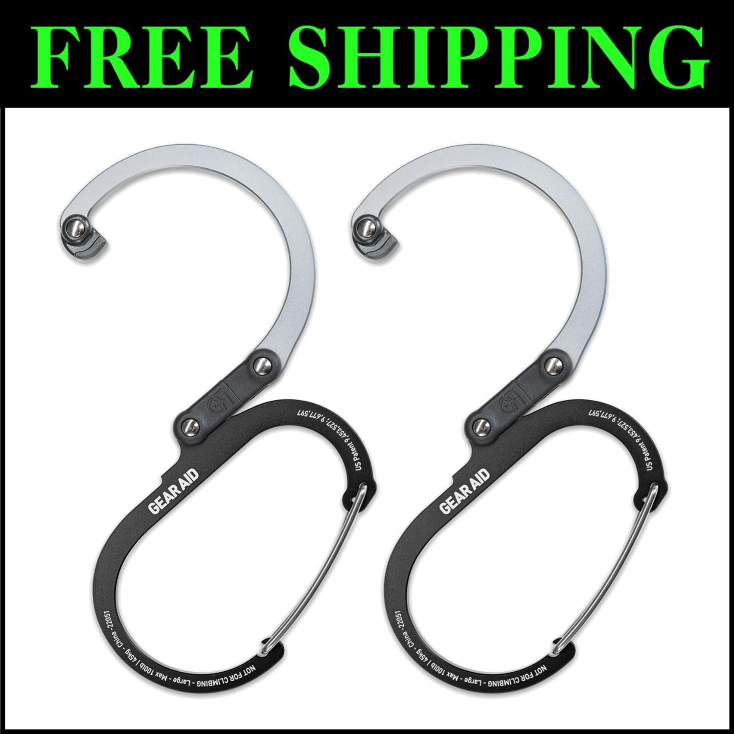 Durable Aluminum Gear Clip & Hook - Stylish Carabiner for Camping & Organization