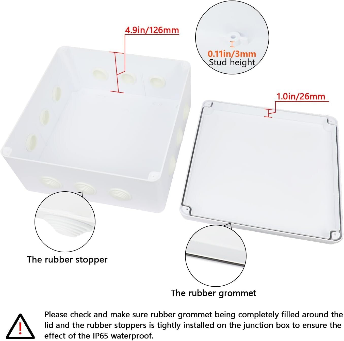 Electrical Junction Box with IP65 Rating - Compact 11.8" x 11.8" for Any Project