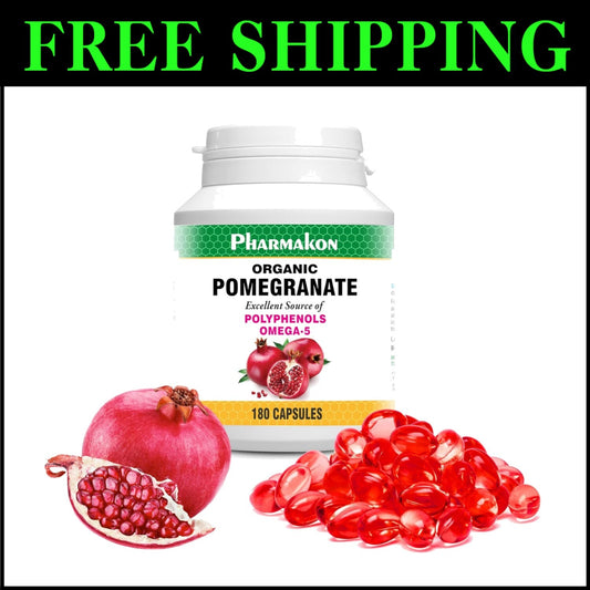 Organic Pomegranate Extract Softgels with Omega 5, 180 Count for Immune Support