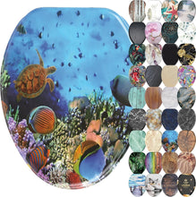 Load image into Gallery viewer, Quiet Slow Close Ocean Toilet Seat - Durable Elongated Molded Wood Design
