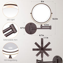Load image into Gallery viewer, Stylish 360° Swivel LED Makeup Mirror with 1X/10X Magnification for Easy Viewing
