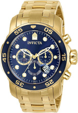 Load image into Gallery viewer, 200m Water Resistant Diver's Chronograph Watch with Blue Dial &amp; Gold Tone Band