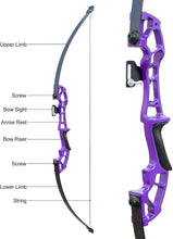 Load image into Gallery viewer, Ergonomic Right-Hand Purple Bow with 6 Arrows - Archery Set for All Skill Levels