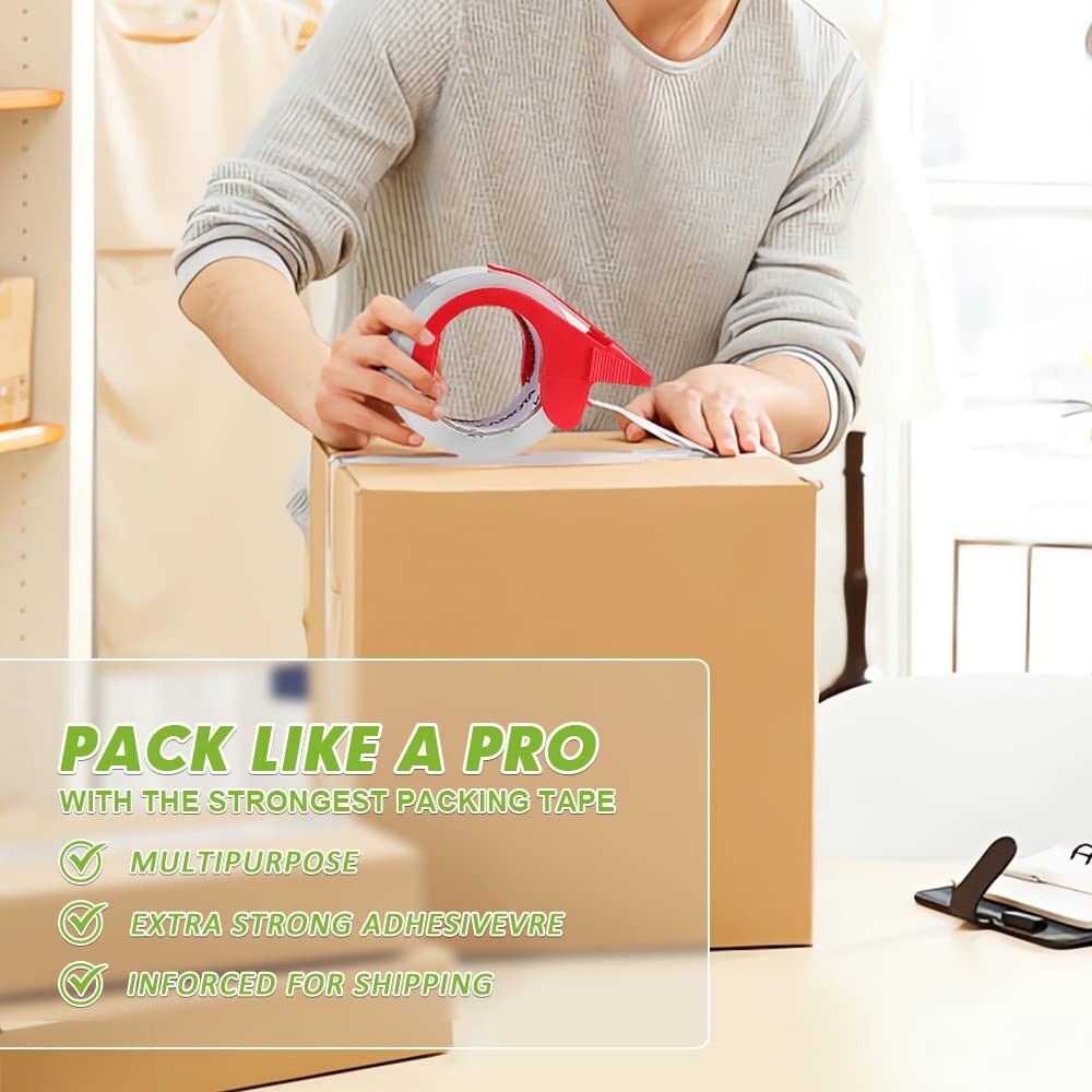 36 Rolls Heavy Duty Clear Packing Tape, 1.88in Wide for Strong Shipping Sealing