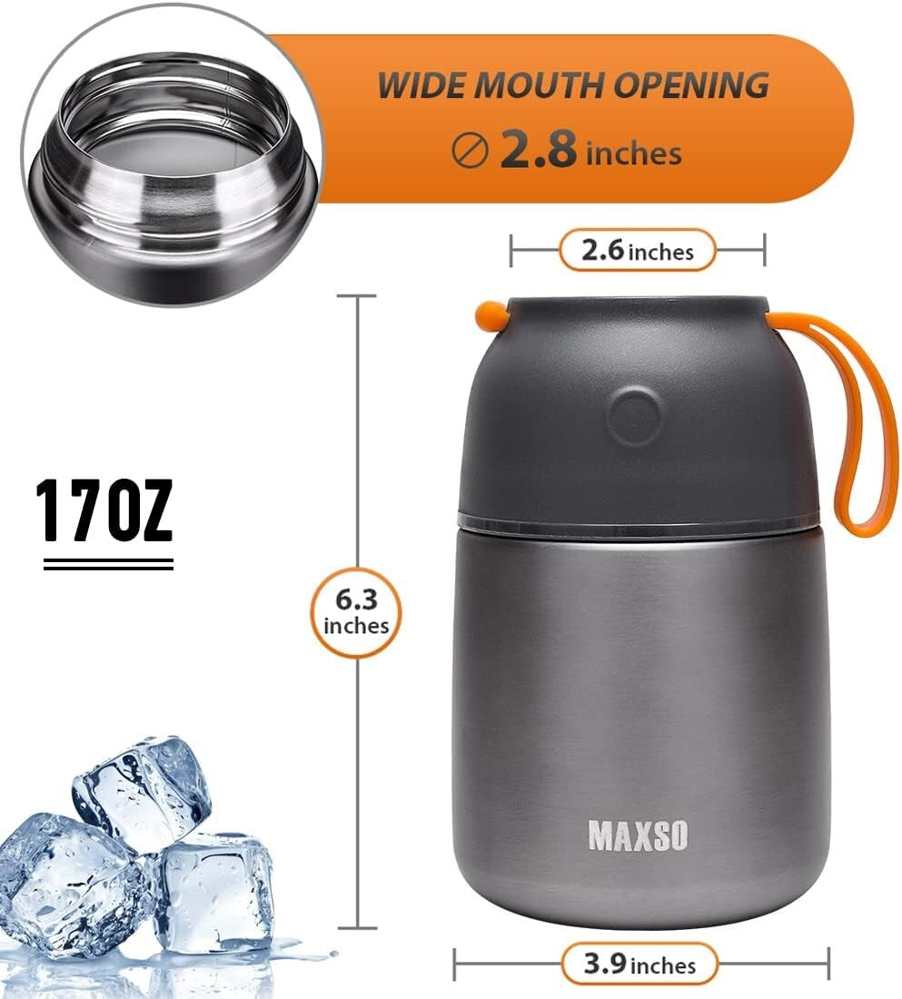 Durable Stainless Steel Insulated Lunch Containers, 2-Pack with Spoon & Fork