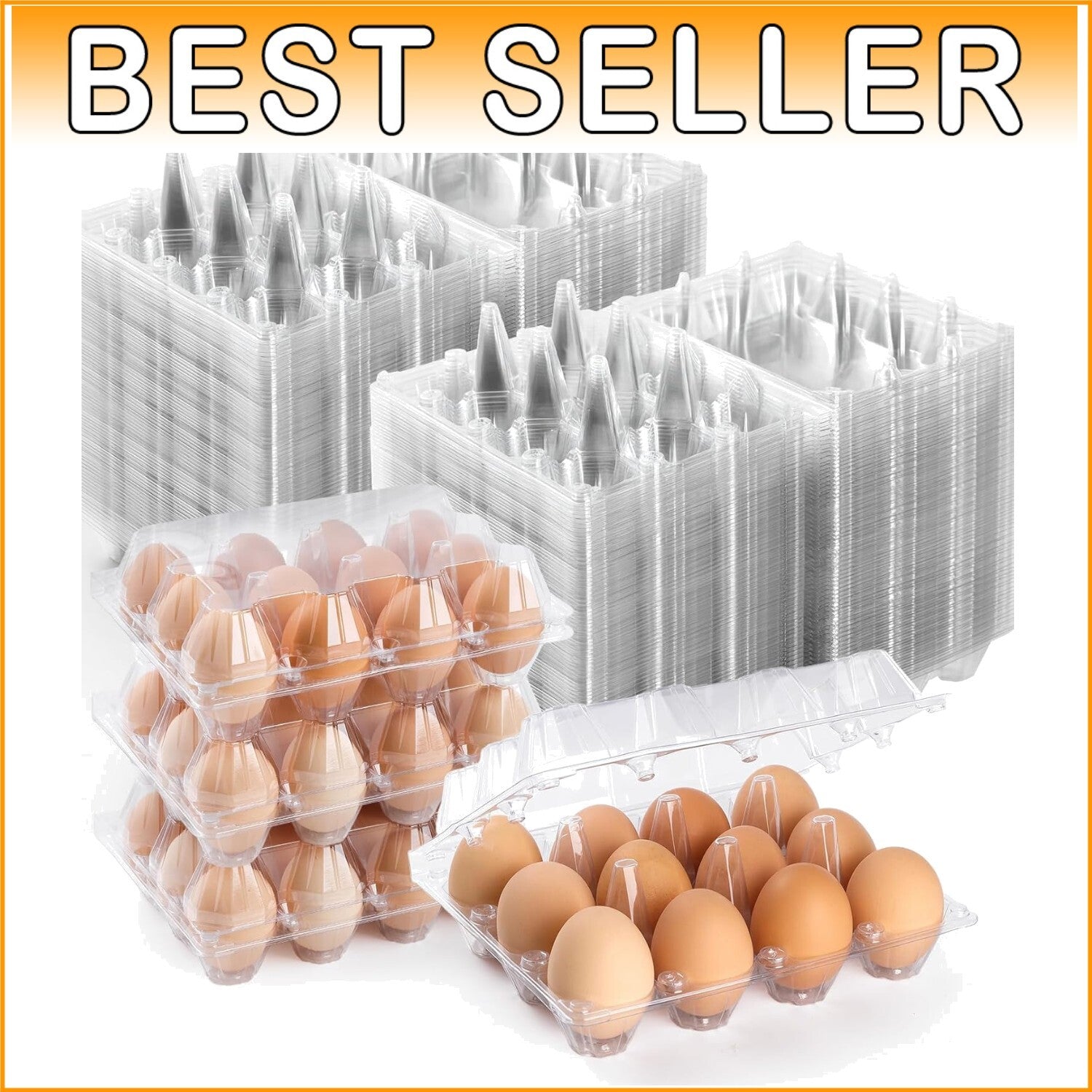 Eco-Friendly 12 Count Egg Cartons - 160 Clear Plastic Trays for Fresh Eggs