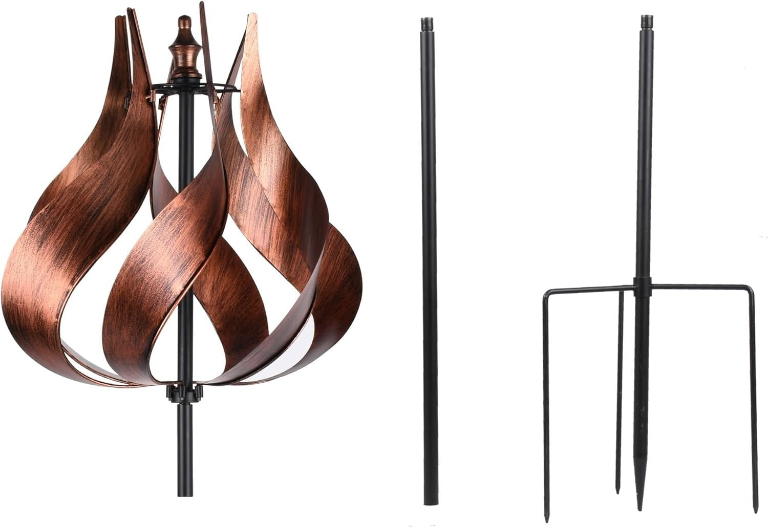 Kinetic Tulip Windmill Spinner - 70" Copper Garden Décor for Patios and Yards