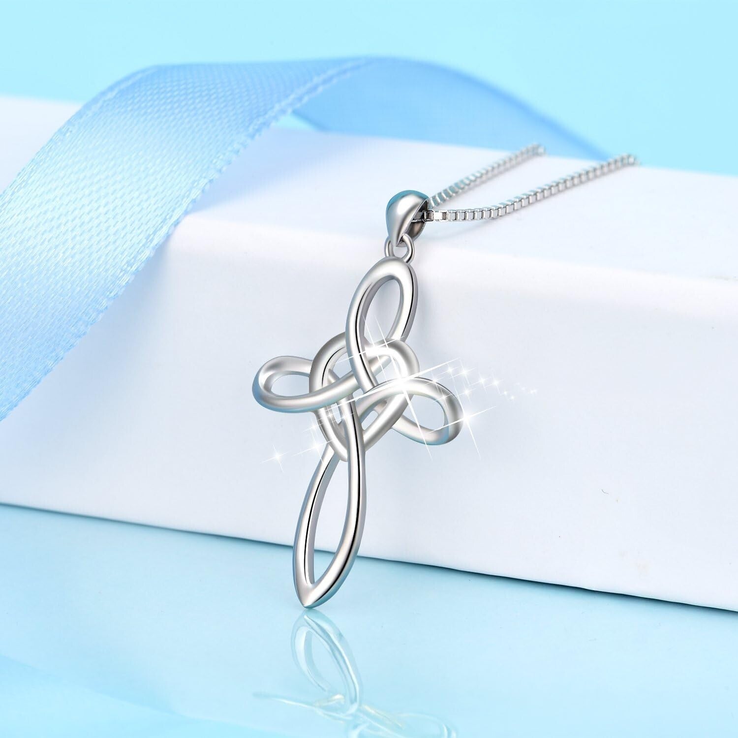 Gorgeous Celtic Knot Cross Necklace - Sterling Silver Pendant with Lobster Clasp