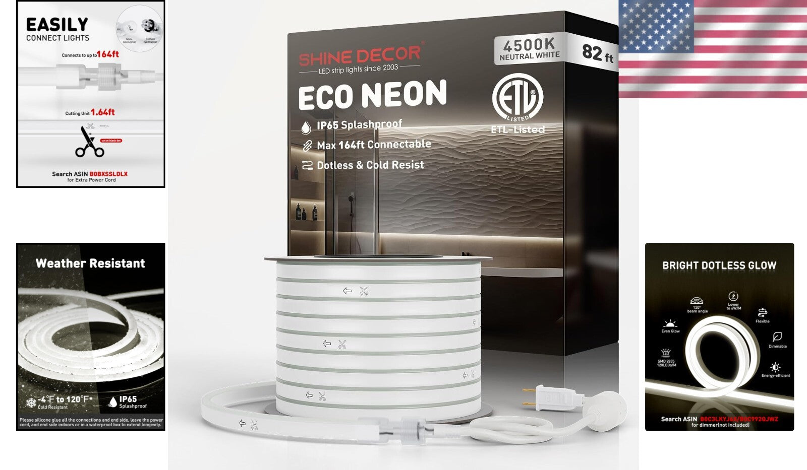 Bright 82FT LED Rope Lights, Connectable & IP65 Certified for Indoor/Outdoor Use