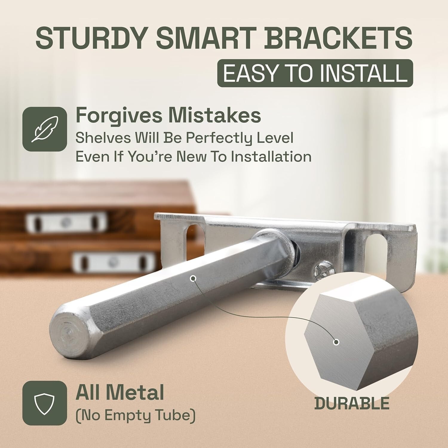 Elegant 24" Floating Shelves - Rustic Solid Wood for Kitchen and Living Room