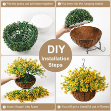 Load image into Gallery viewer, UV Resistant Artificial Flowers in Coconut Lined Hanging Basket - 15.7" Diameter