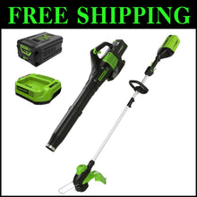 Load image into Gallery viewer, 13" 60V Cordless Trimmer &amp; 540 CFM Leaf Blower Combo Kit – No Maintenance Needed