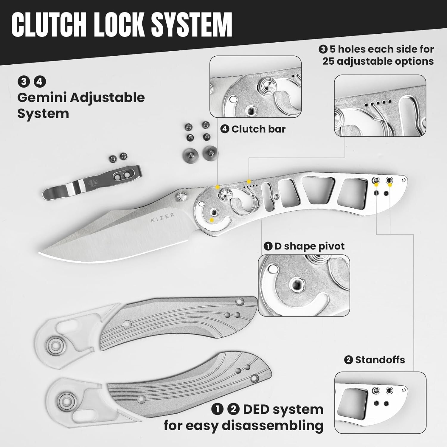 Ambidextrous Mini Mystic Pocket Knife - 3.2-Inch Nitro-V Blade with Clutch Lock