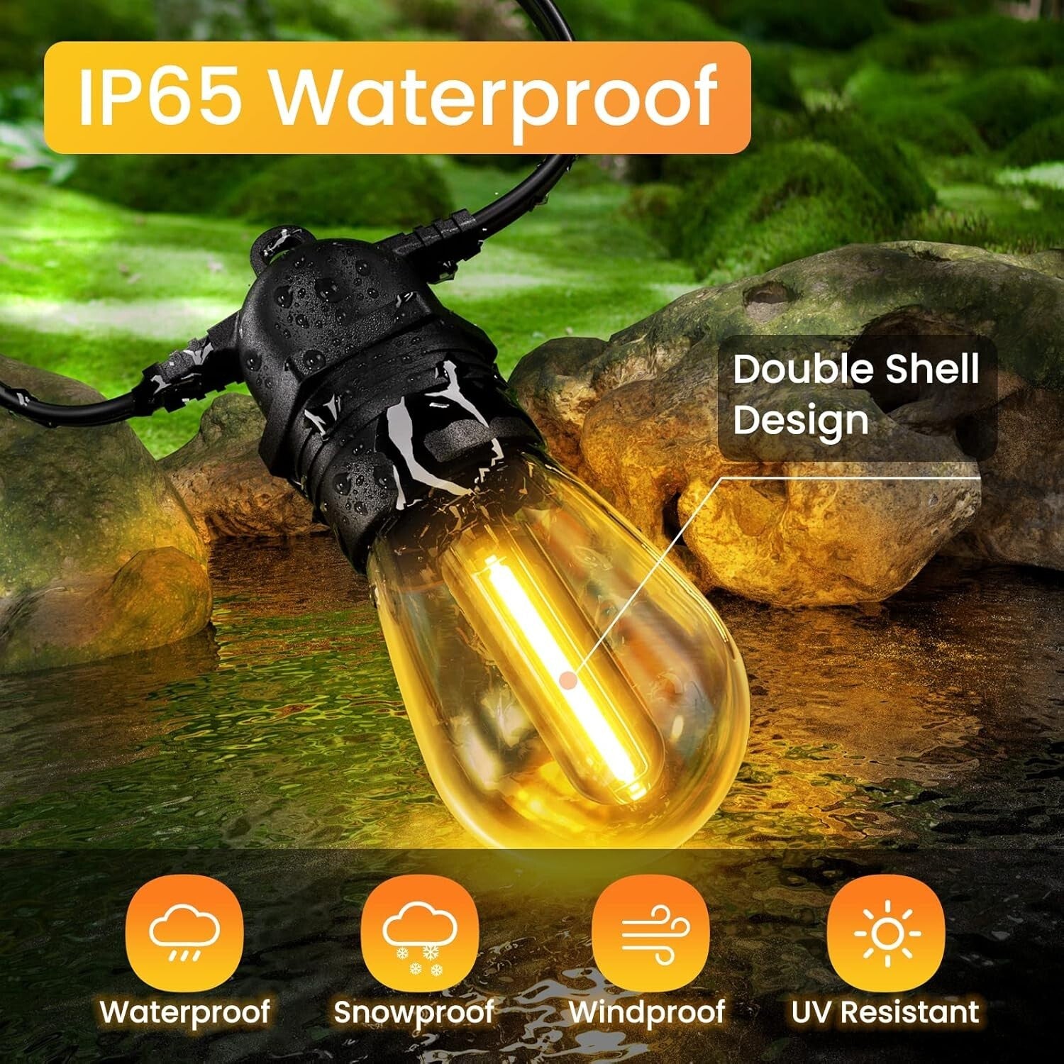 Connectable 53FT LED String Lights with Remote - Ideal for Outdoor Celebrations