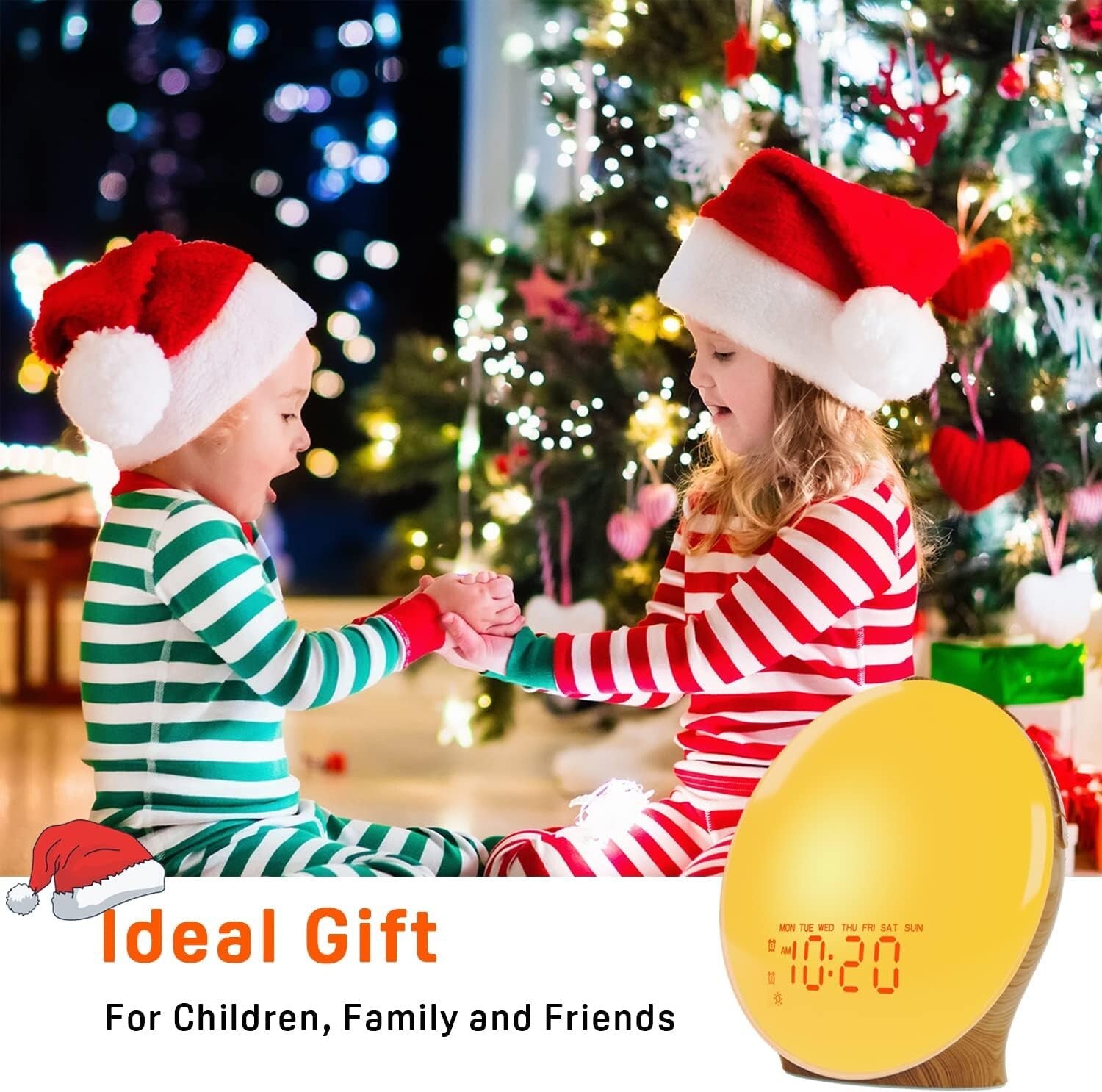 Dual Alarm Sunrise Simulation Clock for Kids & Heavy Sleepers - 7 Natural Sounds