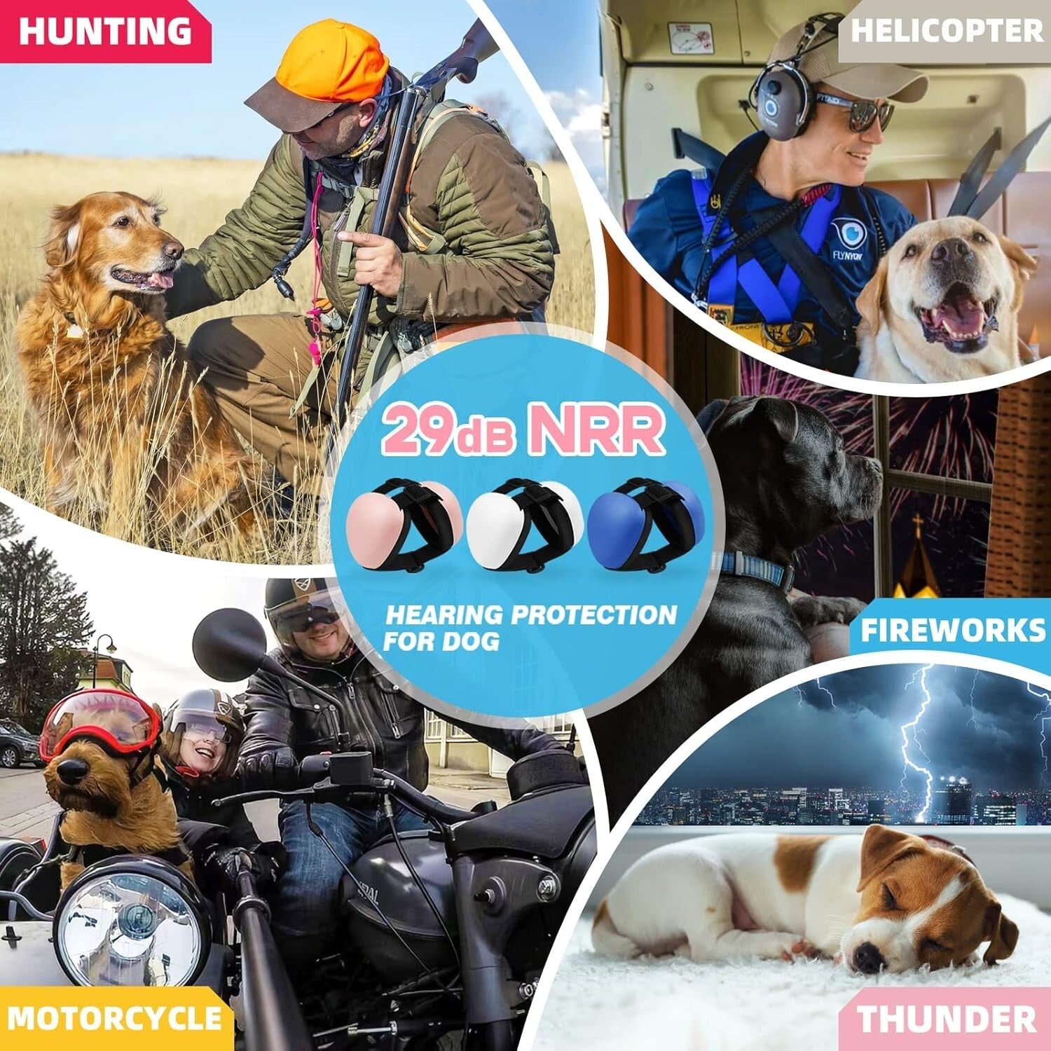 Comfortable Blue Dog Earmuffs - Large Size for Small Breeds and Noise Protection