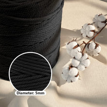 Load image into Gallery viewer, Versatile 5mm Twisted Black Cotton Rope - 328 Yards for Crafting and Decor