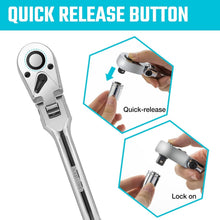 Load image into Gallery viewer, Pro-Grade Flex-Head Ratchet Set - 180° Pivot, Quick-Release Ratcheting Tools