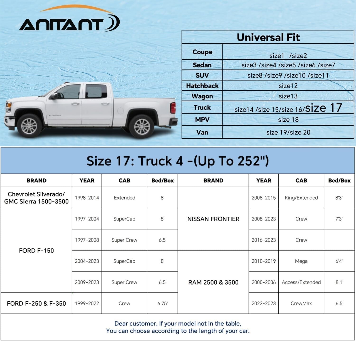 All-Weather Snow Protector Truck Cover with Reflective Strip - Fits 253" Trucks