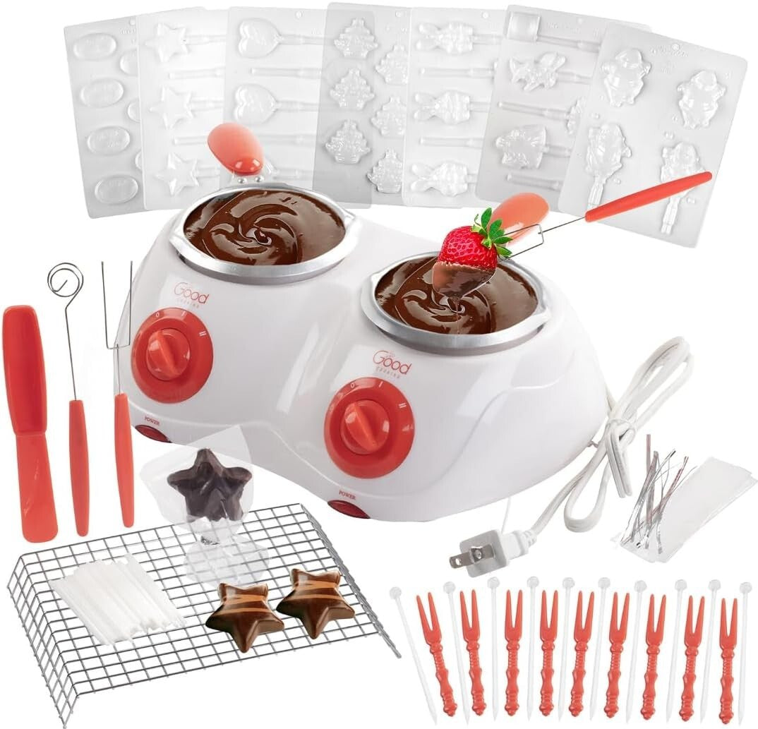 2-Cup Dual Chocolate Melting Gift Set with Molds - Ideal for Father's Day Treats
