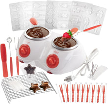 Load image into Gallery viewer, 2-Cup Dual Chocolate Melting Gift Set with Molds - Ideal for Father's Day Treats