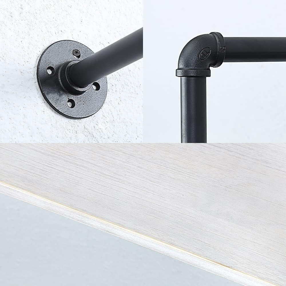 Stylish 48" Wall-Mounted Industrial Shelf - Distressed Metal & Pine Wood Design