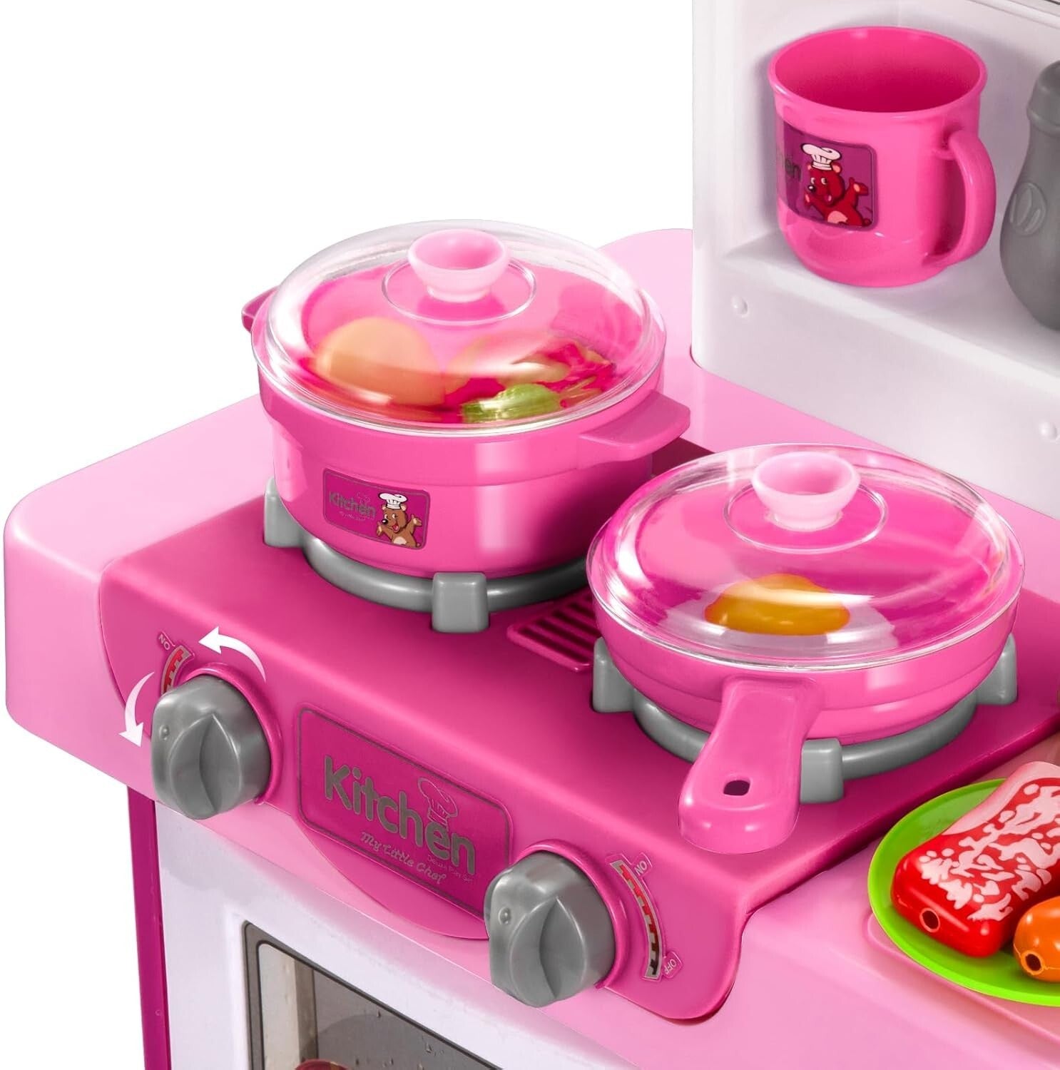 53-Piece Play Kitchen Set with Temperature Sensing Sink for Engaging Role-Play