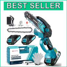 Load image into Gallery viewer, Portable 6-Inch Cordless Mini Chainsaw with Dual 2000mAh Batteries &amp; LED Light
