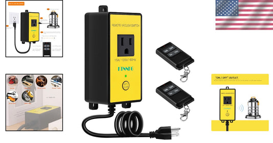 Wireless Remote Control Dust Collector Outlet Switch with 2 Remotes, 120V