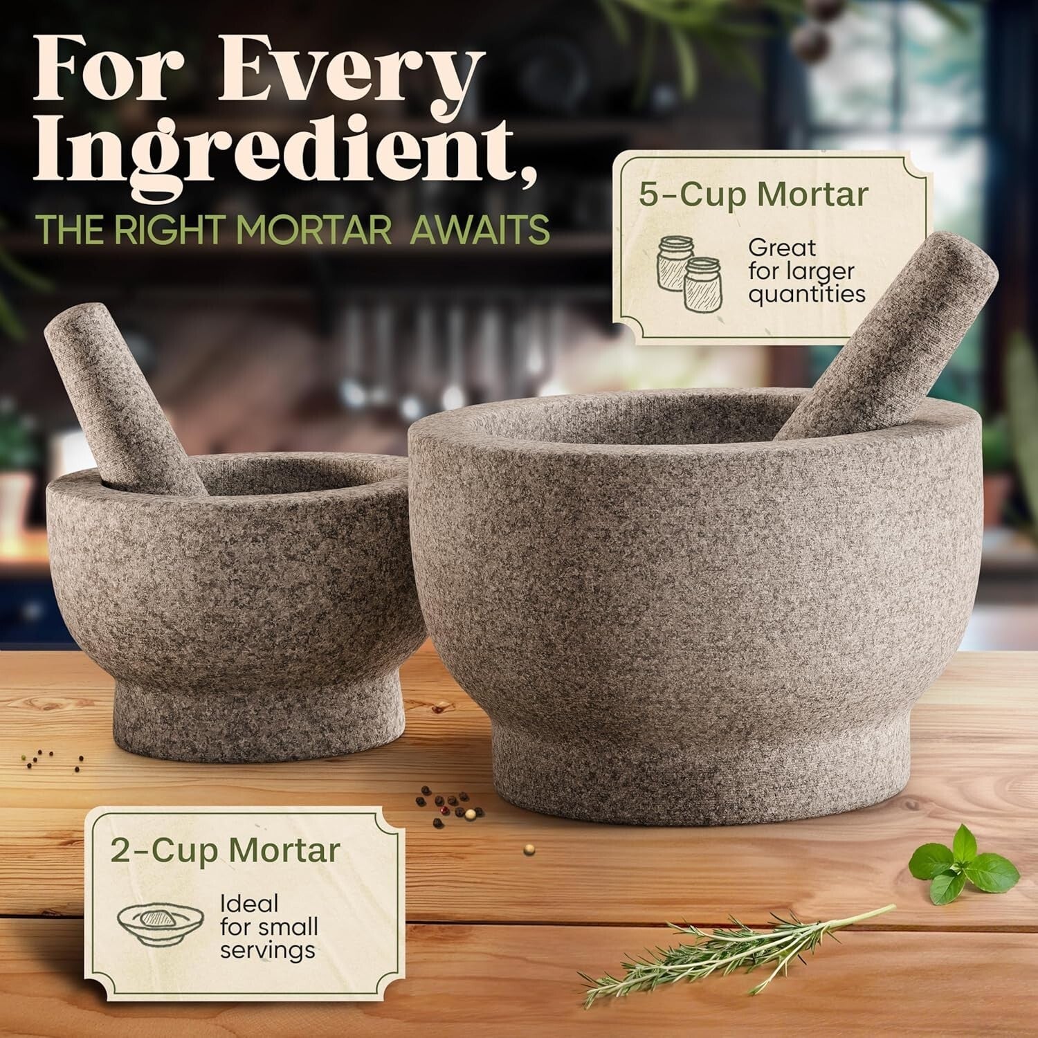 Extra Large 8 Inch Mortar and Pestle Set - Perfect for Grinding Spices and Herbs