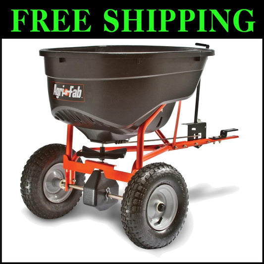 Lawn Care Revolution: 130 lb Tow-Behind Spreader with Direct Control from Seat