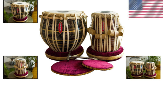 Elegant Black Finish Tabla Set with Brass Bayan, Dayan & Essential Accessories