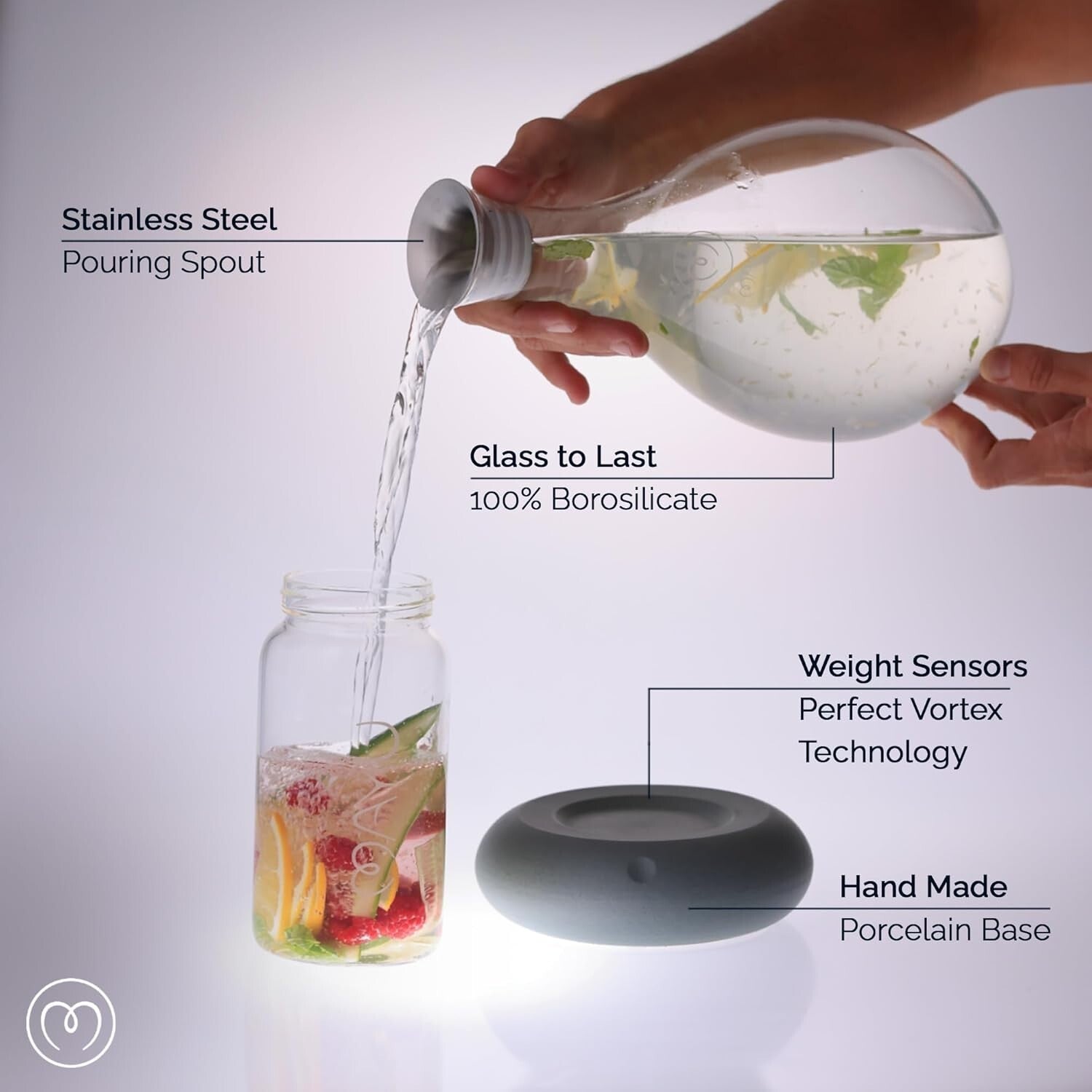 Stylish Handblown Carafe with Vortex Technology - Perfect for Home and Office