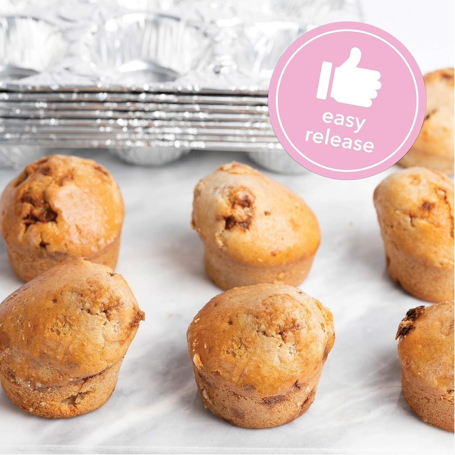 Eco-Friendly 6 Cavity Aluminum Foil Baking Pans - 50 Count for Easy Cleanup