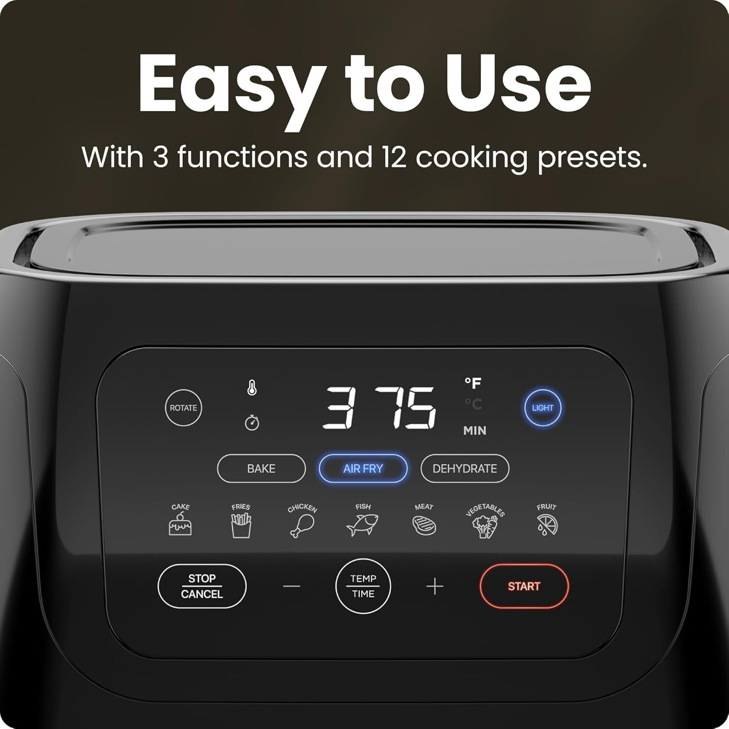 Advanced Touch Control Digital Air Fryer & Dehydrator - Crispy & Healthy Meals